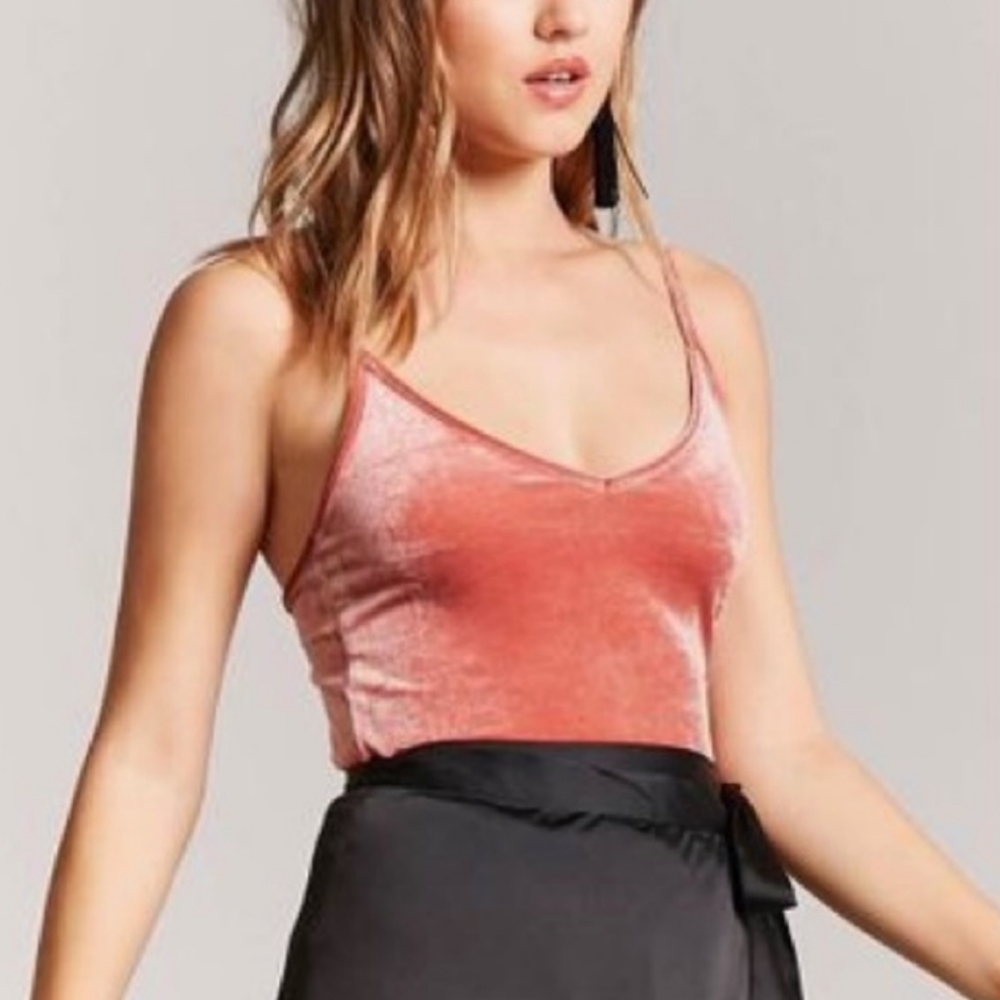 Pink/taupe Velvet Tank Top Sz M